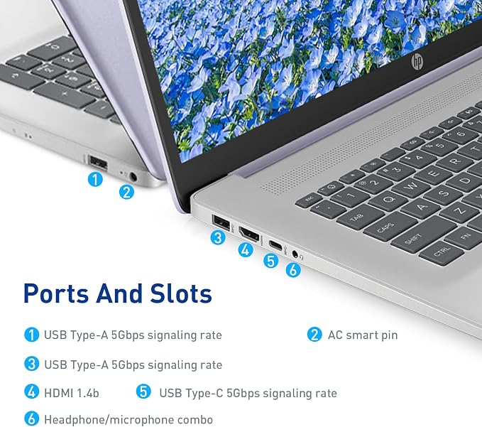 HP 17.3" Touchscreen Laptop w/Microsoft 365, 16GB RAM, 512GB SSD+128GB UFS, Webcam w/Shutter, Fingerprint Reader, Backlit Keyboard, Microsoft Copilot Key, Intel Quad-Core CPU, Win11, Lavender - Image 3