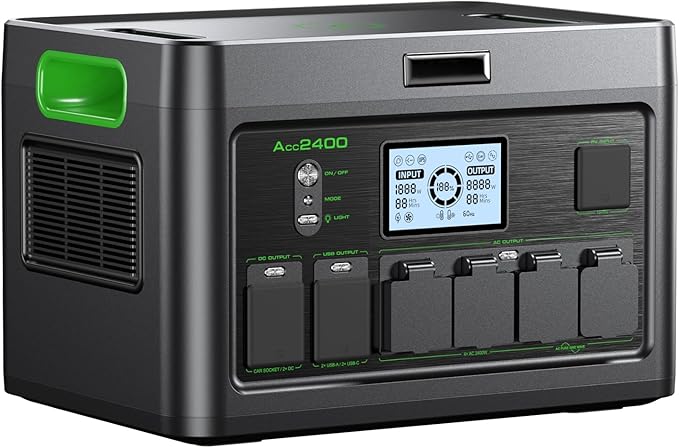 Portable Power Station 2400W, 1843Wh LiFePO4 Solar Generator, 4800W Peak, 12 Ports with 4 AC Outlets & 100W USB-C PD, Ultra-Fast 2H Charging for Home Backup, RV Camping, Emergency Power Outages by GRECELLPOWERSTATION