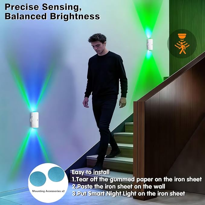 LED Wireless Wall Sconce with Color Changing, Motion Sensor Light Indoor - Image 2
