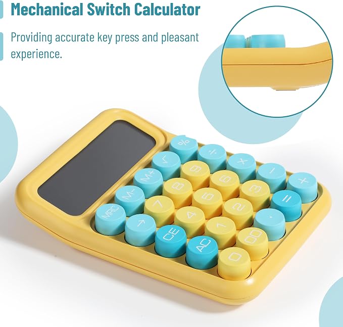 Mr. Pen- Mechanical Switch Calculator, 12 Digit Large LCD Display, Colorful - Image 3