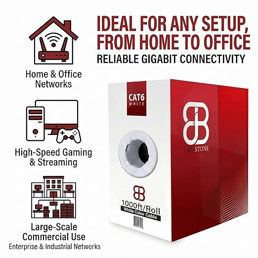 Dripstone CAT6 Ethernet Cable 1000ft Bulk Network LAN Wire 23AWG Solid CCA UTP - Image 5