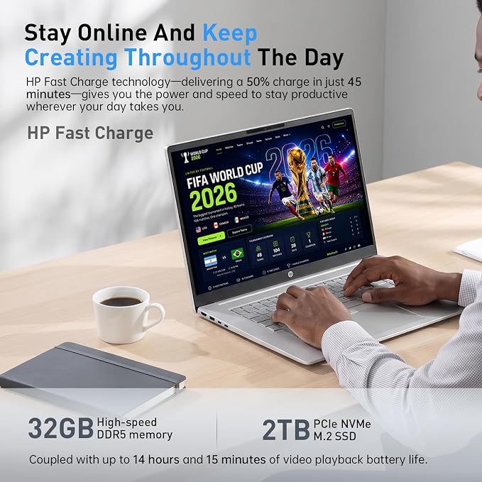 HP OmniBook 17.3” Touchscreen Next Gen AI Laptop, Latest AMD Ryzen 5 CPU | 24GB DDR5 RAM, 1TB SSD, Copilot Key, AMD Radeon 660M Graphics, Backlit Keyboard, Win11 Home, Silver, w/ Wireless Mouse - Image 6