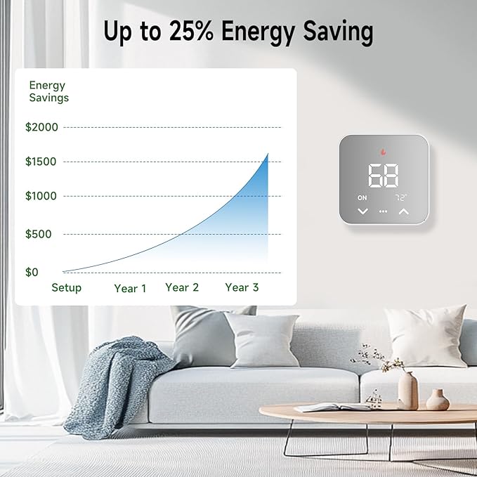 Smart Thermostat for House, WiFi Programmable Thermostat, Compatible - Image 4