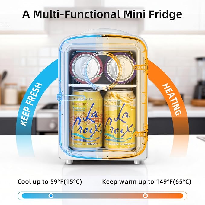 Antarctic Star Compact Mini Fridge, 4L Capacity/6 Cans Portable Cooler and Warmer Compact Refrigerator, for Bedroom,Car,Office and Dorm, Small Cooler and Warmer for Cosmetics, Beverage and Food, White - Image 2