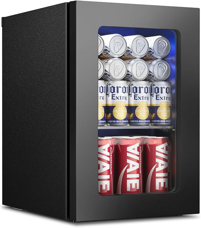 Feelfunn 24 Can Beverage Refrigerator, Mini Fridge, Black | 40-61°F temp control, whisper-quiet ≤38dB, holds 24 cans, removable shelf. Ideal for office, dorm, bedroom, home bar - Image 8
