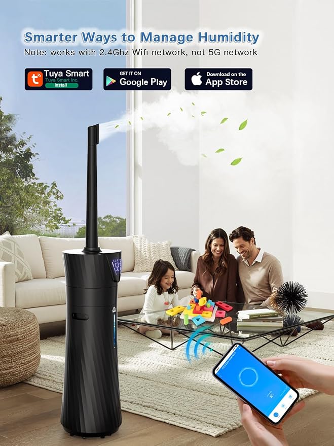 17L/4.5Gal Humidifier Large Room, Smart Quiet Ultrasonic Cool Mist Humidifiers for Bedroom, Covers 2000ft², 56H Runtime, 24H Timer, 3 Mist Modes Humidifiers for Home, Office, Plants, Black - Image 2
