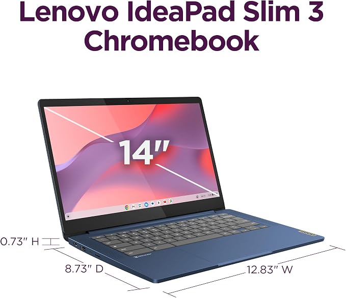 Lenovo IdeaPad Slim 3 Chromebook Laptop - 2024 - Lightweight Laptop - Waves MaxxAudio® Speakers - 14" HD Display -720p Camera - 4GB Memory - 64GB Storage - MediaTek Kompanio 520 - Abyss Blue - Image 8