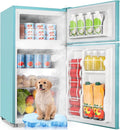3.5 Cu.Ft Blue Mini Fridge With Freezer Compact Refrigerator for Dorm | Freestanding Fridge with 7 Level Adjustable Thermostat, Removable Shelves, Fast Cooling, Low Consumption by WANAI%C2%AE