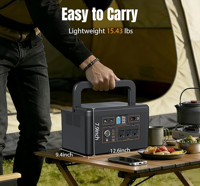 Portable Power Station 650W (1200W Peak), 576Wh Solar Generator, LiFePO4 Battery 3.5 Hour Fast Charging, Solar Generator for Home & Emergency Backup, Hurricane, CPAP (Solar Optional) - Image 6