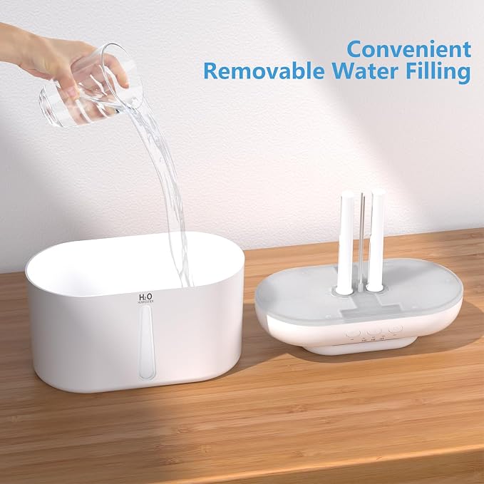 SZO Humidifiers for Bedroom Large Room, 2.5L Dual Nozzle Cool Mist Humidifier for Baby, 16dB Ultra Quiet, Top Fill, Slim Flat Design for Nightstand, Auto Shut-off - Image 8