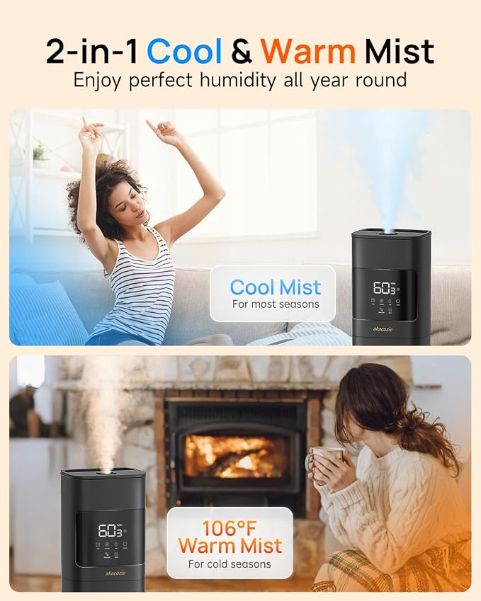Warm & Cool Mist Humidifiers for Bedroom 500 sq ft, 2.1Gal/8L Humidifier Large Room with Essential Oil Diffuser, Top-Fill Large Room Humidifiers for Home Baby Nursery Plants Office - Image 2