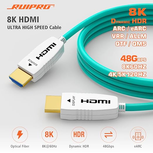 RUIPRO 8K Fiber Optic HDMI Cable 165 Feet 48Gbps 8K60Hz 4K120Hz Dynamic HDR - Image 2