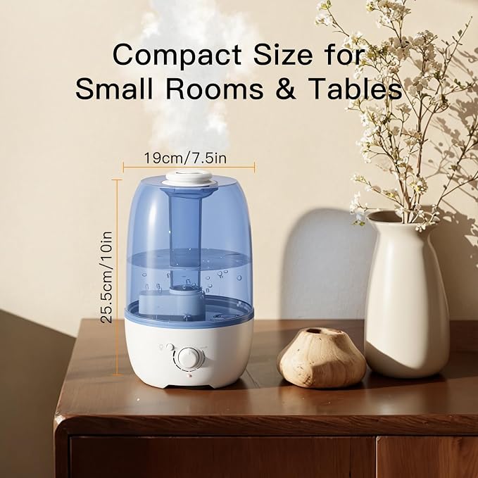 MEGAWISE Humidifier for Kid bedroom with 3.2L Large Capacity, No leakage Design Fine Mist Output Auto Shutoff, Essential Oil Safe Tank (Blue) - Image 5