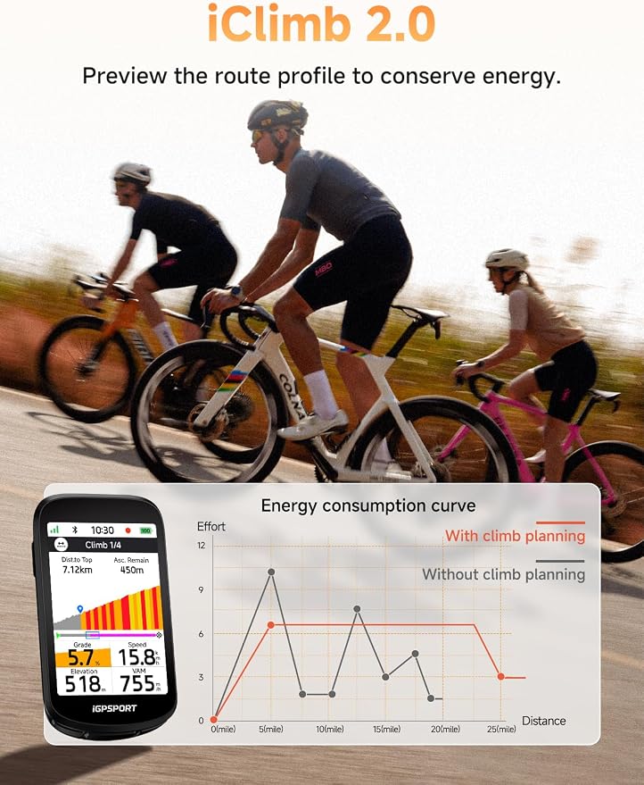 iGPSPORT BSC500 GPS Bike Computer, 3.3'' Touchscreen MAP & Voice Navigation - Image 7