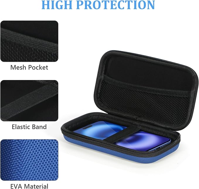 GLCON Portable Protection Hard EVA Case for External Battery, Cell Phone, GPS, Hard Drive, USB/Charging Cable, Small Carrying Bag Mesh Inner Pocket, Zipper Enclosure, Universal Travel Pouch Bag - Image 4