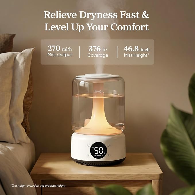 LEVOIT Smart Humidifiers for Bedroom, 4.2L Top Fill for Large Room with 42H Runtime, Dishwasher Safe Easy to Clean, 21dB Cool Mist for Baby, Plants, APP/Voice Control, Scene Mode With Light & Music - Image 2