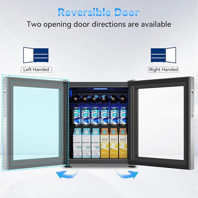 Velivi Mini Fridge with Glass Door-Small Fridge Desk Beverage Cooler for Beer Drinks 1.4 Cu.Ft Countertop Beverage Fridge with Adjustable Shelves, Led Light for Bedroom/Office/Dorm | Desk Beer Drinks 1.4 Cu.Ft Countertop Beverage Fridge with Adjustable... - Image 2