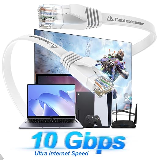 Cat 6 Ethernet Cable 50 ft, Indoor&Outdoor, High Speed 10Gbps Flat Internet - Image 2