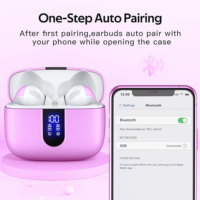 TAGRY Bluetooth Headphones True Wireless Earbuds 60H Playback LED Power Display Earphones with Wireless Charging Case IPX5 Waterproof in-Ear Ear buds with Mic for TV Smart Phone Laptop Computer Sports - Image 5