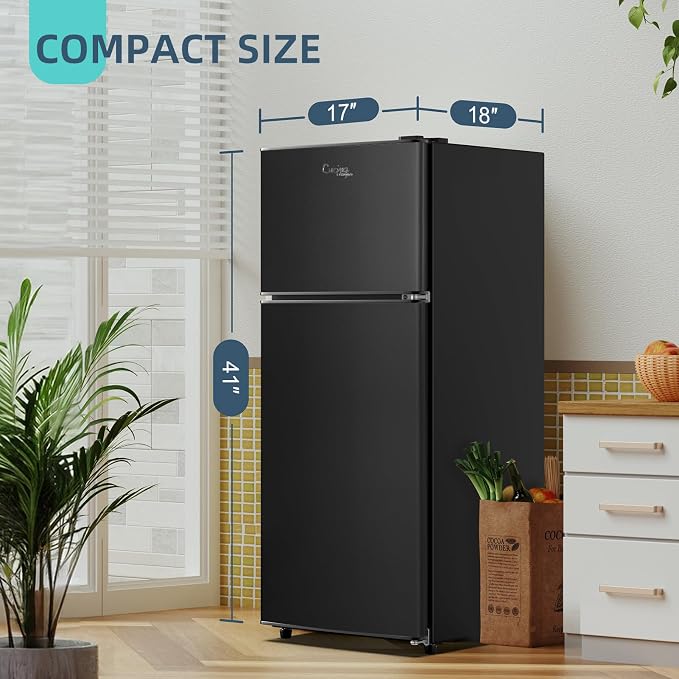 Cucina Magica Mini Fridge with Freezer, 3.8 Cu.Ft Small Fridge, Energy Saving, Low Noise,7 Adjustable Thermostat, Double Door Small Refrigerator for Dorm, Bedroom, Office - Image 3