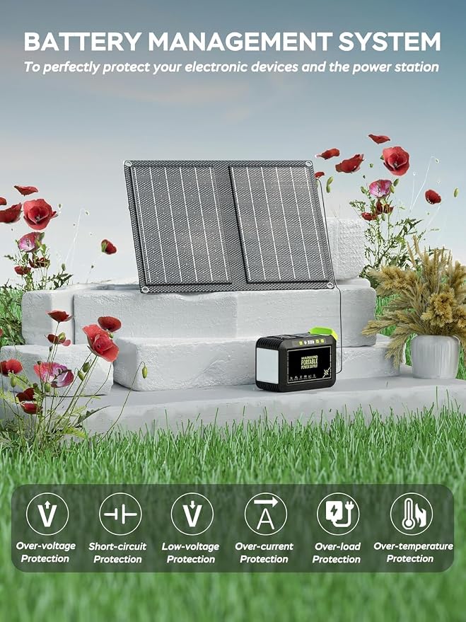 MARBERO 88.8Wh Solar Generator with 21W Solar Panel Included Portable Power Station 80W 110V 120W Max for Camping Outdoor Hiking Fishing Emergency - Image 5