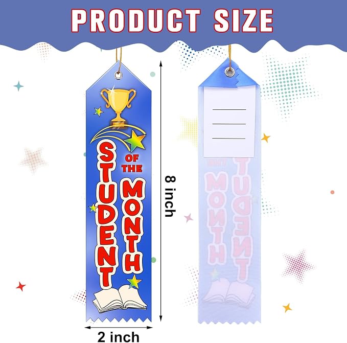 Wavwavw 100 Pcs Student of the Month Award Ribbons Bulk 8" x 2" Prizes Ribbons - Image 2