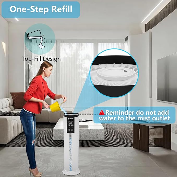 Humidifier, 3.4Gal(13L) Smart Humidifier for Bedroom Home,2000 sq.ft Cool Mist Humidifiers for Home Plants and Office Basement Whole House Large Room with Remote Control Timer and Water Tank - Image 6