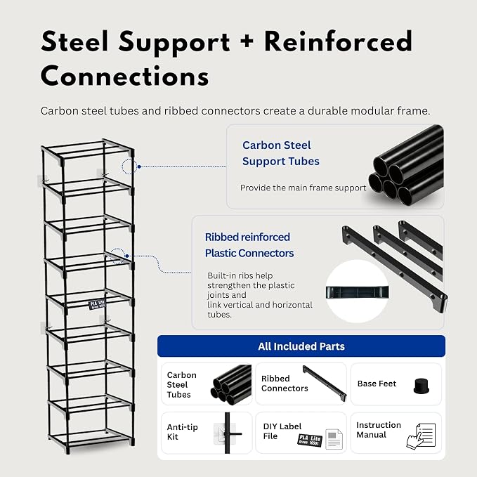 9-Tier 3D Printer Filament Storage Rack, Holds Up to 54 1kg Spools, - Image 8