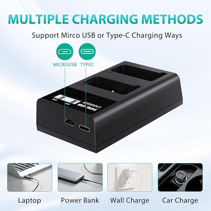LP EN-EL9 EN EL9a Battery Charger, LCD Display & USB-C Dual Slot Charger - Image 3