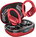HAOYUYAN Wireless Earbuds, Sports Bluetooth Headphones, Noise Canceling Ear Buds with 80hr Playtime, LED Power Display, IPX7 Waterproof Earphones for Gym/Workout（Red） by HAOYUYAN