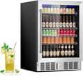 166 Can Mini Fridge - 5.3 Cu.Ft Beverage Refrigerator | Wine Fridge with Reversible Glass Door for Soda Wine Beer, Adjustable Temperature Control for Home Office Bar, Black(40-61 ℉) by Unknown