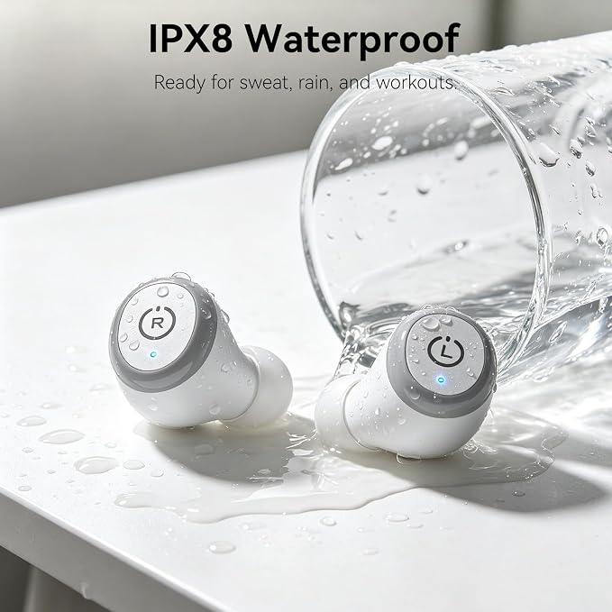 TOZO T10 Wireless Earbuds Powerful Bass Stereo Wireless Charging, APP, IPX8 | Waterproof, 55H Playtime, Ergonomic Design In Ear buds, App Customize EQ, Bluetooth 5.3 Headphones for Work, Travel, White - Image 5
