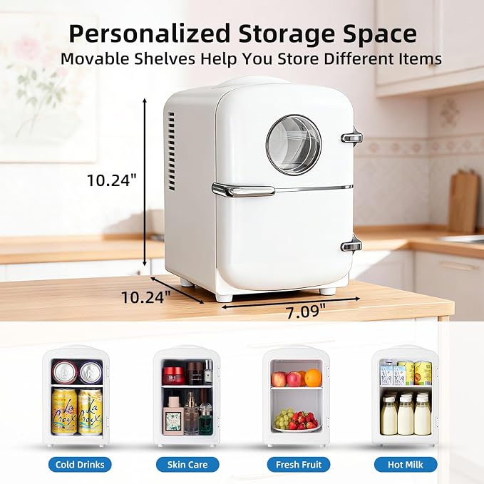 Antarctic Star Compact Mini Fridge, 4L Capacity/6 Cans Portable Cooler and Warmer Compact Refrigerator, for Bedroom,Car,Office and Dorm, Small Cooler and Warmer for Cosmetics, Beverage and Food, White - Image 4