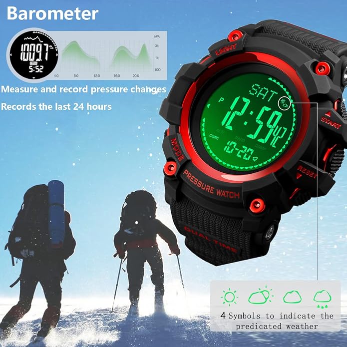 Watch Compass, Altimeter Barometer Thermometer Temperature, Military Army - Image 3