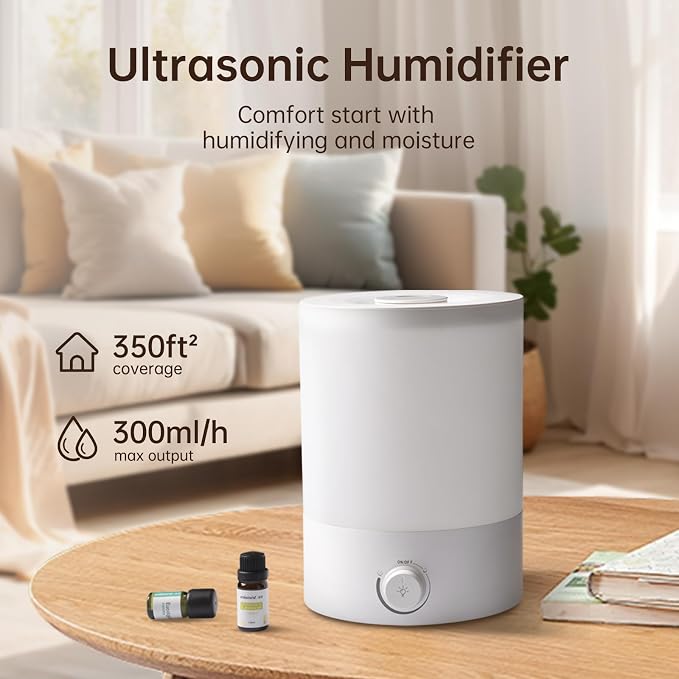 YOGIN Humidifiers for Bedroom Large room,Top fill 2.5L Ultrasonic cool mist Humidifiers for Baby Nursery and Plants,Up to 24 Hours, 24db Quiet,Night Light, Auto Shut Off, Easy Clean Humidifier - Image 5