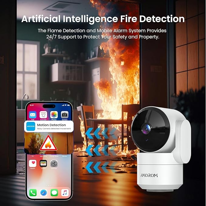 AMOROM Indoor Camera for Home Security 360°, 1080p Pet Cameras - Image 4