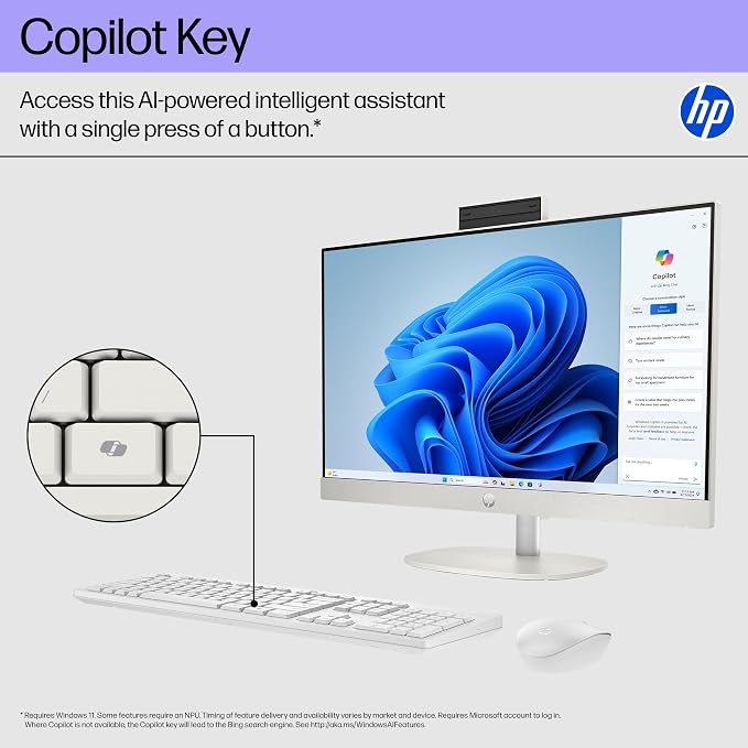 HP 23.8 inch All-in-One Desktop PC, FHD Touchscreen, Intel Core Ultra 5 125U, 8 GB RAM, 512 GB SSD, Intel Graphics, Windows 11 Home, Shell White, 24-cr1170 (2025) - Image 11