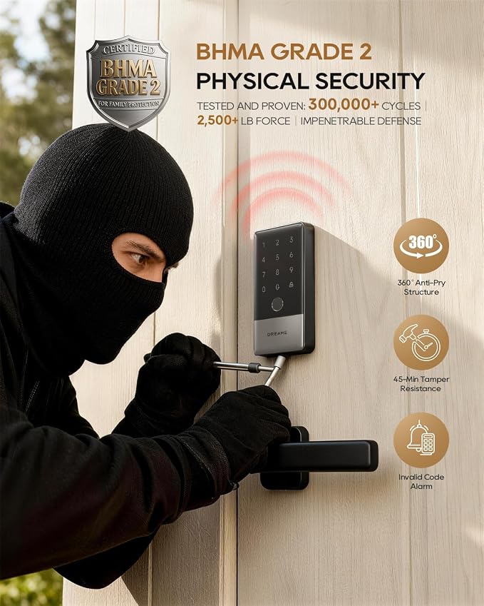 DREAME Wi-Fi Smart Door Lock for Front Door A10, Matter Over Thread, Works - Image 3