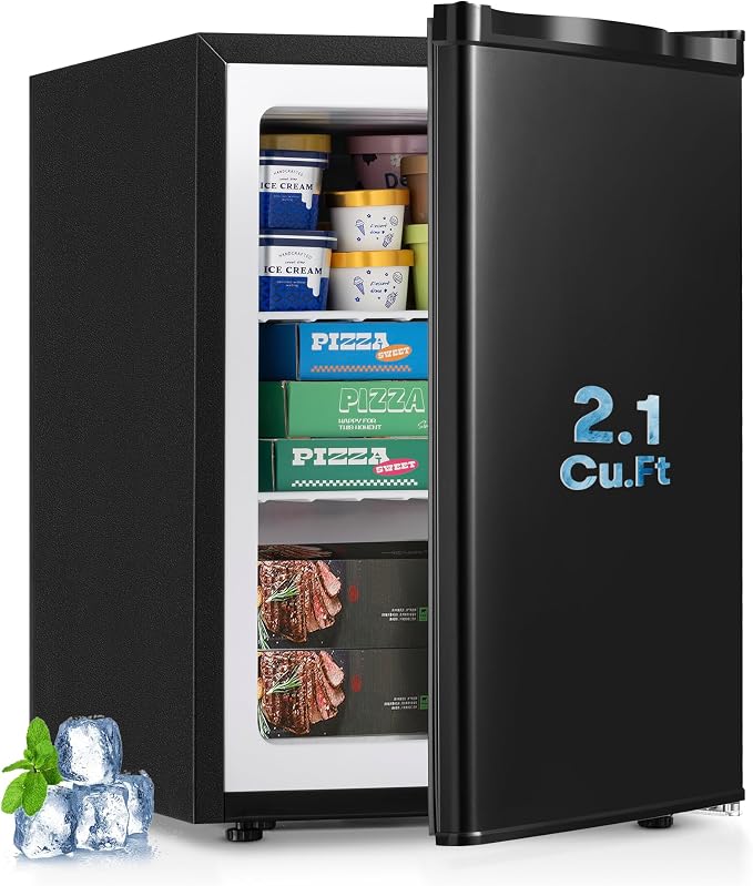 Erivess 2.1 Cu.ft Upright Freezer, Small Mini Freezer with 7 Temp Settings | Large Capacity, Energy Saving & Low Noise Free Standing Single open Door Mini Freezer for Home, Apartment, Garage, Dorms by Erivess