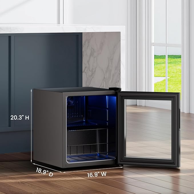 Yeego Beverage Refrigerator Drink Cooler, 65 Cans Mini Fridge Glass Door | Soda Wine Beer Cooler, 34°F To 54°F Temperature Control, for Home Office Bar, Countertop, Black - Image 8