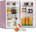 3.2 Cu Ft Mini Fridge with Freezer, Single Door Upright Freezer | Energy Efficient, Large Capacity, Reversible Door, ETL Certified, Small Refrigerator for Bedroom, Office & Dorm, Pink by Frostorm