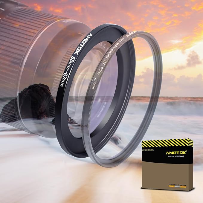 58mm Lens to 67mm Camera Filters Ring Compatible All 58mm Camera Lenses to 67mm by AMOTOK