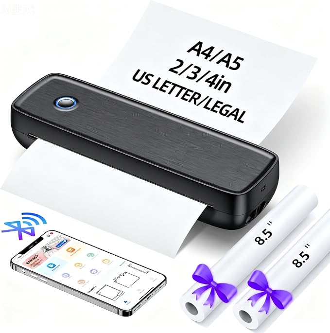 Portable Inkless Printer, Wireless Bluetooth Thermal Printer by KatsBeypg