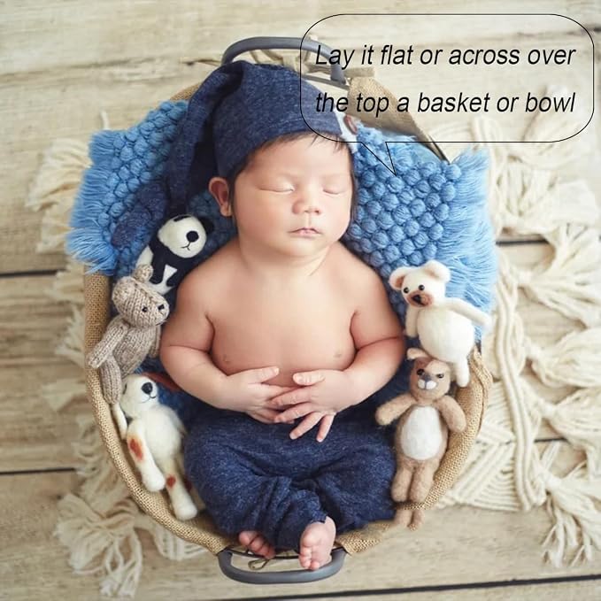 Zeroest Baby Photography Props Basket Braid Wool Wrap Newborn Photo Shoot - Image 4