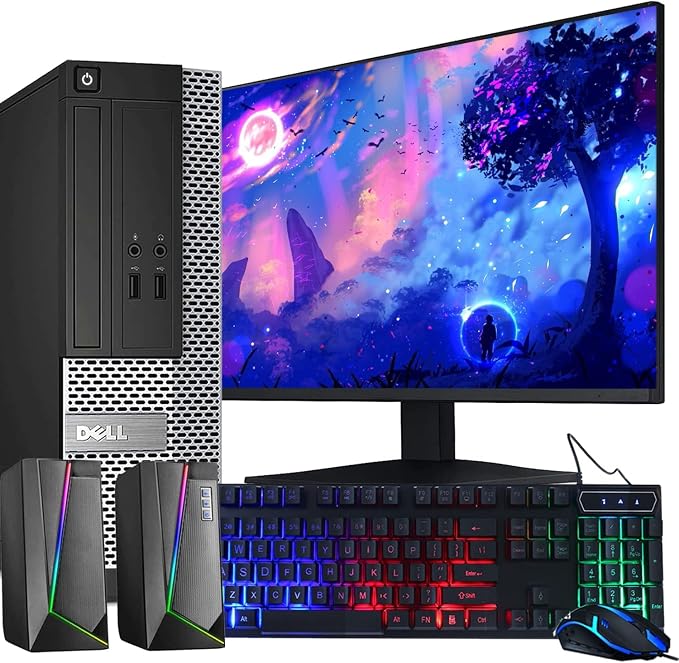 Dell OptiPlex Computer Desktop PC, Intel Core i5 3rd Gen 3.2 GHz, 16GB RAM, 2TB HDD, New 22 Inch LED Monitor, RGB Keyboard and Mouse, WiFi, Windows 11 Pro (Renewed) | Desktop Computer PC, i5 up to 3.6GHz, WiFi, HDMI, ARGB, Windows 11 Pro, Home or Offic... by Amazon+Renewed