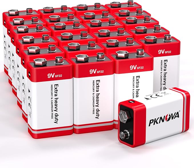 PKNOVA 9V Batteries, 9V 6F22 Carbon Battery, 9V Battery by Pknova