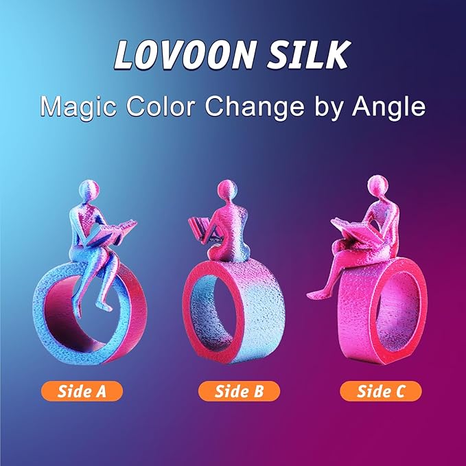 LOVOON 3D Printer Filament Dual Color Sky/Light Blue and Rose Red, PLA Filament - Image 5