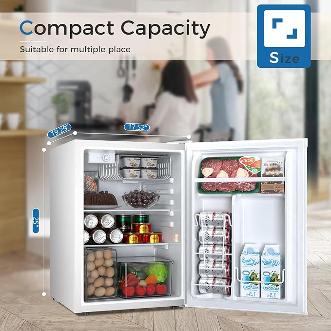 Antarctic Star Mini Compact Refrigerator with Freezer, 2.6 Cu.Ft. Single Door Adjustable Removable Shelves for Apartment/Dorm/Office,WHITE - Image 3