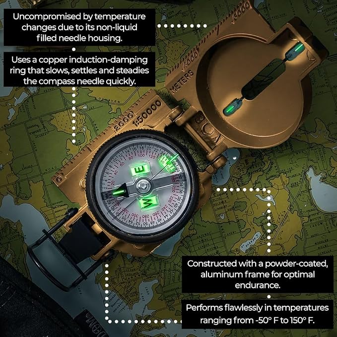 Cammenga Official US Military Tritium Lensatic Compass, Accurate Waterproof - Image 9