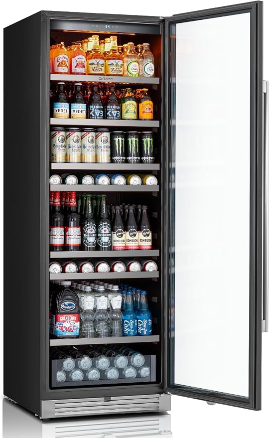 Ca'Lefort Beverage Refrigerator Cooler - 24 Inch Beverage Fridge 381 Can with Glass Door, Built-in or Freestanding Refrigerator with 3 Color LED, Drink Cooler for Soda Beer or Wine (Right-Hinged) - Image 8